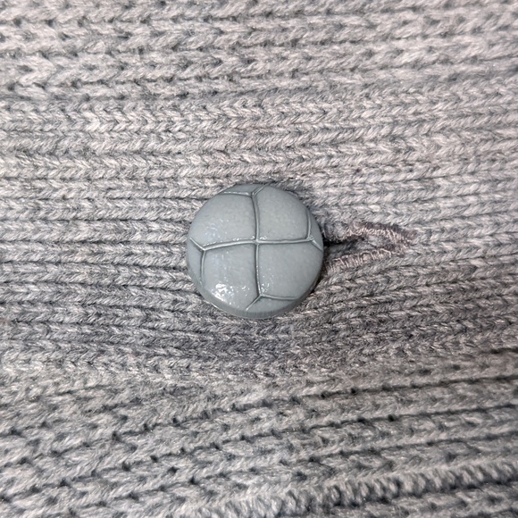 Vintage St Michael's acrylic and suede collared grey cardigan size 40 - Picture 5 of 5